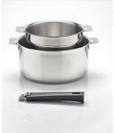 Cristel S2cman Serie 2 Casseroles Mutine Amovibles Avec Poignee Noire . C16Q + C20Q + Pman