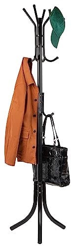 Mind Reader COATRACK11 Porte-manteau en métal sur pied avec 11 crochets pour veste, sac à main, écharpe, parapluie, noir, 43 EU