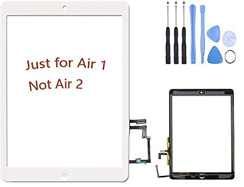 Hedywei Pantalla Táctil Digitalizador con botón home para iPad air iPad 5 Adhesivo + Herramientas Blanco