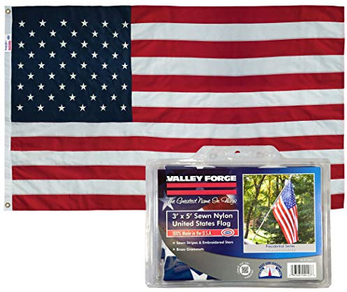 Valley Forge - 100% USA hergestellt - 90 x 150 cm - Perma-Nylon Flagge mit Ösen - Robust, langlebig und patriotisch - Ideal für Garten, Haus, Terrasse und Auto