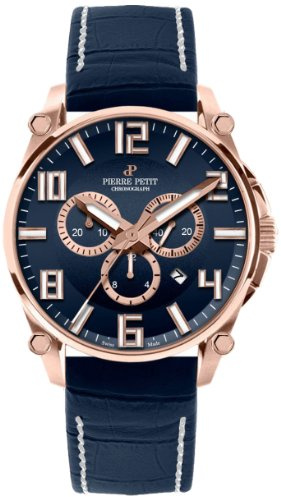 Pierre Petit Herren-Armbanduhr XL Le Mans Chronograph Quarz Leder P-827D