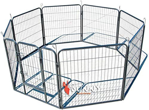 BUNNY BUSINESS HEAVY DUTY PUPPY PLAY PEN/RABBIT ENCLOSURE 8 PANELS IN GUNMETAL GREY (LARGE)