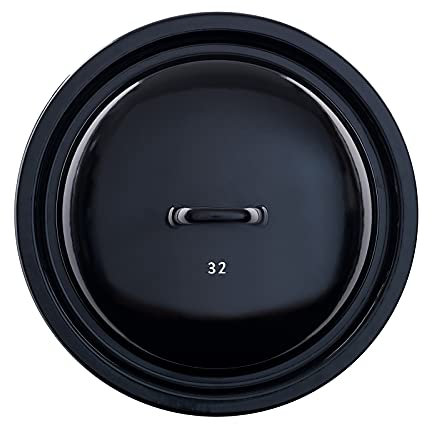 Riess, 0262-017, Deckel 32, CLASSIC - RIESEN UND ZWERGE, Durchmesser 32 cm, Höhe 6.5cm, Emaille, schwarz Kochdeckel