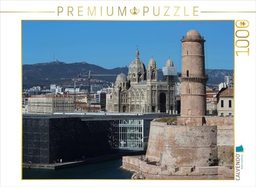 CALVENDO Puzzle Das MuCEM, die Kathedrale de la Major und Fort Saint Jean in Marseille | 1000 Teile Lege-Größe 64 x 48 cm Foto-Puzzle für glückliche Stunden