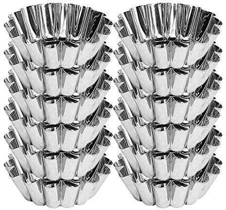 Space Home - 12 Flaneras Individuales Rizadas - Flaneras en Aluminio - Flaneras Individuales - Flaneras Pequeñas - Flanero Individual - Molde Tartaleta - Molde Tarta - Set de 12-8 cm