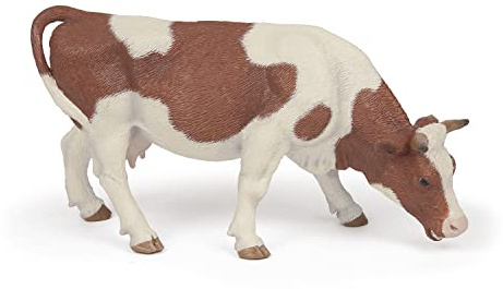 Papo -Handbemalt - Figuren -Das Leben auf dem Bauernhof-Grasende Simmentaler Kuh-51147-Sammelbar-Für Kinder - Geeignet für Jungen und Mädchen - Ab 3 Jahren