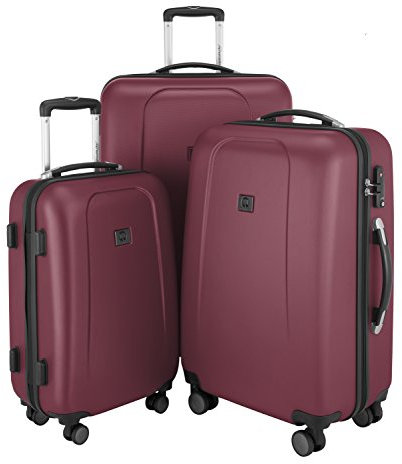 HAUPTSTADTKOFFER - Wedding - 3er Koffer-Set Trolley-Set Rollkoffer Reisekoffer, TSA, Doppelrollen, (S, M & L), Burgund