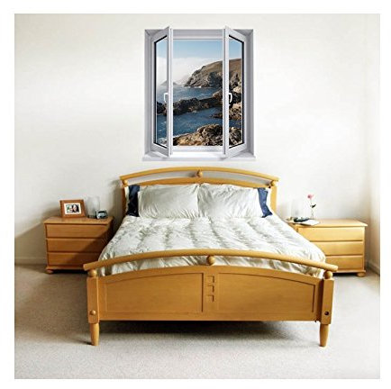 Stickers trompe l'oeil fenêtre La côte rocheuse - L 100cm x H 120cm