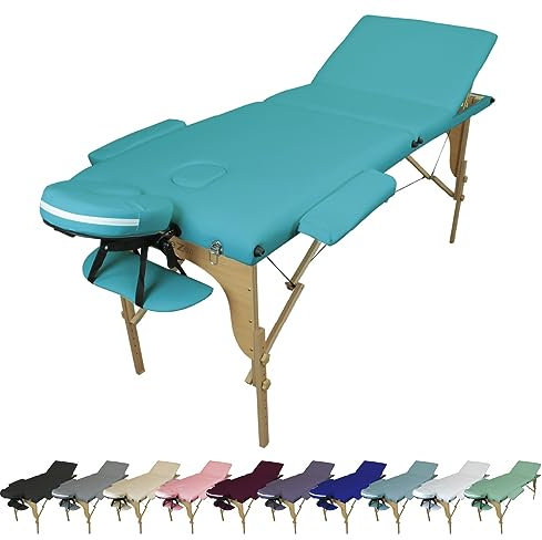 Vivezen - Table de Massage Pliante 3 Zones en Bois avec Panneau Reiki + Accessoires et Housse de Transport - Plusieurs Coloris