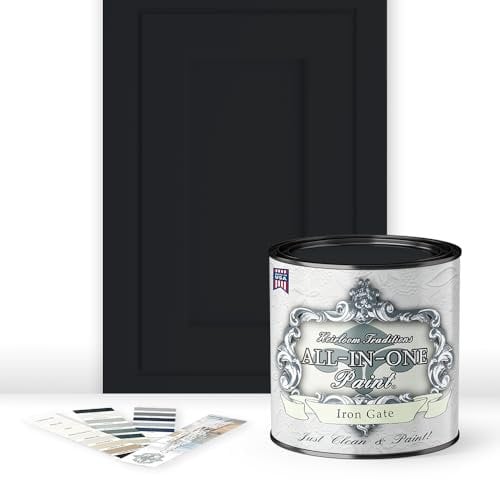 ALL-IN-ONE Paint, Durable cabinet and furniture paint. Built in primer and top coat, no sanding needed. Includes our 30 featured color card - Iron Gate, Quart