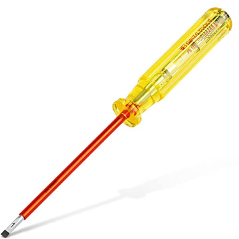 PB Swiss Tools Schlitz VDE Spannungsprüfer 110-250 Volt | 100% Swiss Made | Elektriker Schraubendreher geprüft nach DIN VDE 0680-6