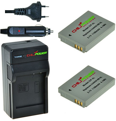 ChiliPower NB-5L Kit: 2x Batterie (1100mAh) + Chargeur pour Canon Powershot S100, S110, SD700 IS, SD790 IS, SD800 IS, SD850 IS, SD870 IS, SD880 IS, SD890 IS, SD900 IS, SD950 IS, SD970 IS, SD990 IS, SX200 IS, SX210 IS, SX220 IS, SX230 HS