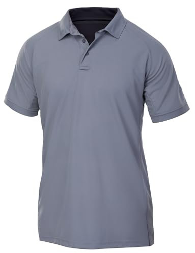 Vertx Herren Taktisches Poloshirt, kurzärmeliges T-Shirt, atmungsaktiv, feuchtigkeitstransportierend, temperaturausgleichend, Taktische Kleidung für Polizei, Sicherheit, entspannte Passform, Grau, XL