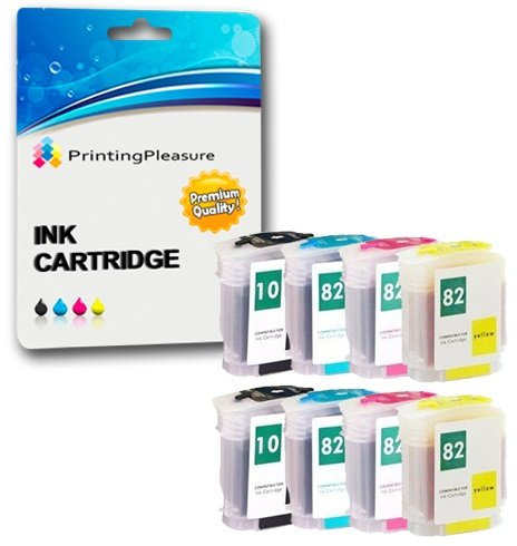 Printing Pleasure 8 Druckerpatronen für HP DesignJet 500, 500e, 500m, 500ds, 500 Plus, 500ps, 500ps Plus, 800, 800ps, 815mfp, 820mfp, cc800ps | kompatibel zu HP 10, HP 82