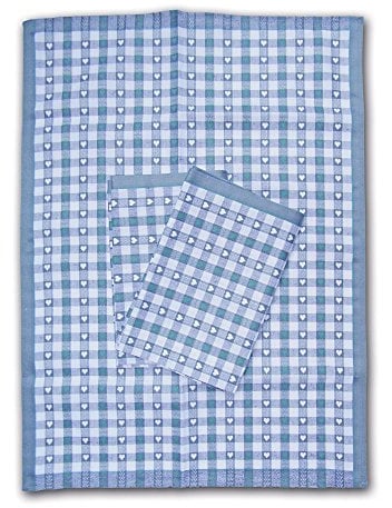 Ross Geschirrtuch Kleine Bauern-Herzchen Halbleine 3er Pack Grau