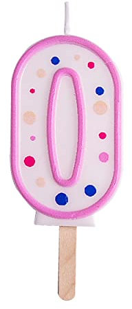 PME Pink Number 0 Candle , 4 x 1 x 6.3 cm