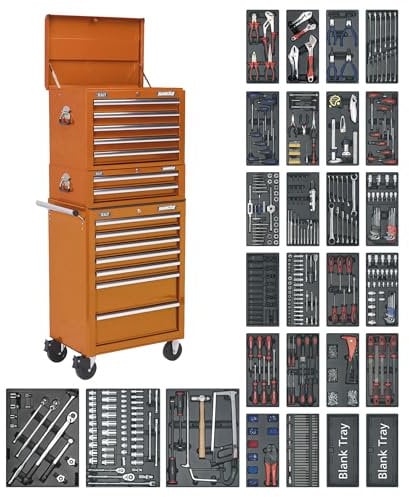 Sealey Sptocombo1 Tool Chest Combi 14 Drawer Ball Bearing Runners & 1179Pc Kit