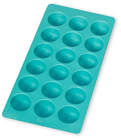 Lékué Cubitera de Caucho SBS con tapa, Azul, 18 cavidades,cubito redondo
