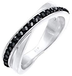 Elli Ring Damen Wickelring mit Kristallen in 925 Sterling Silber, Silberring