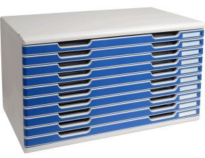 Exacompta Schubladenbox Modulo A3 10 Fächer Classic lichtgrau/blau