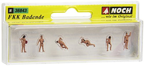 NOCH FKK-Badende, handkolorierte Miniaturfiguren aus Kunststoff für Modellbahn Spur N, 1:160 Maßstab