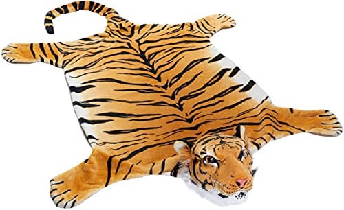 BRUBAKER Tigerfell Bengalischer Tiger - 130 x 120 cm - Braun - Bettvorleger Kaminvorleger Teppich