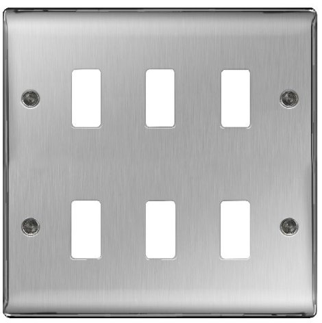BG Electrical GNBS6 Nexus Metal Brushed Steel 6 Module Frontplate 146mm x 146mm