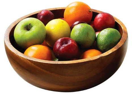 Premier Housewares 1104577 Rustic Wood Fruit Bowls Carved Solid Fruit Serving Bowl Acacia Wood Salad Bowl Wooden Bowls 10 x 26 x 26 cm Natural