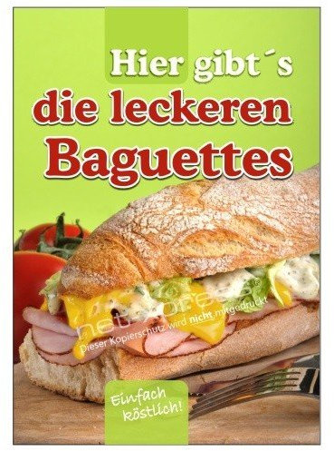 net-xpress Plakat belegte Baguettes DIN A1, Werbeplakat Poster Bäckerei Brötchen
