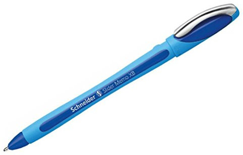 Schneider Schreibgeräte Kugelschreiber Slider Memo XB, Kappenmodell, blau, Schaftfarbe: Cyan-blau, 10er Pack