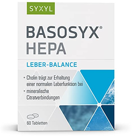 SYXYL Basosyx Hepa Tabletten/Nahrungsergänzungsmittel mit Cholin zur Erhaltung einer normalen Leberfunktion & Zink für den Säure-Basen-Haushalt / 60 Tabletten im Blister
