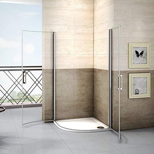 90x90cm Duschkabine Runddusche Viertelkreis Duschabtrennung NANO Glas Drehtür Duschtür Höhe 195cm