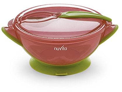 Nuvita 1421 Ciotola con Coperchio e Cucchiaio, Rosa