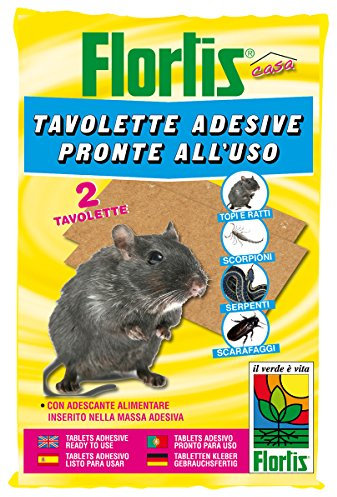Flortis 1330120 Tavolette Adesive per Topi, 2 Pezzi, 1.2x19x28 cm