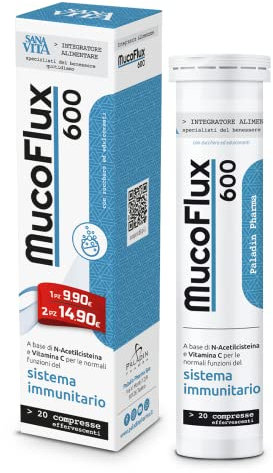 Sanavita Integratore Alimentare Mucoflux - Integratore con N-acetilcisteina 600mg e Vitamina C