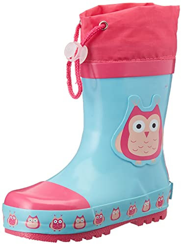 Playshoes Kinder Gummistiefel aus Naturkautschuk, trendige Unisex Regenstiefel mit Reflektoren, Eulen, 20/21 EU
