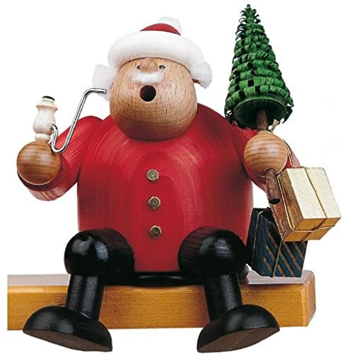 KWO Olbernhau 21559 Räuchermännchen Kantenhocker Weihnachtsmann, 15 cm