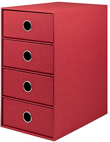 Rössler SOHO 4er Schubladenbox aus Papier | Büro Organizer Schreibtisch | Schubladen Organizer Büro Zubehör & Bürobedarf | Schreibtisch Organizer Box | 18 x 25 x 32 cm | 1 Stück | Farbe: Rot