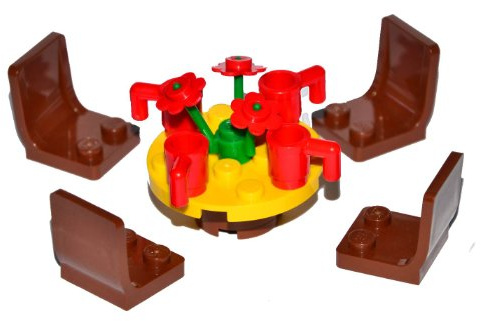 LEGO Replacement Parts Shop Table and Chairs Set Yellow/Brown/Red