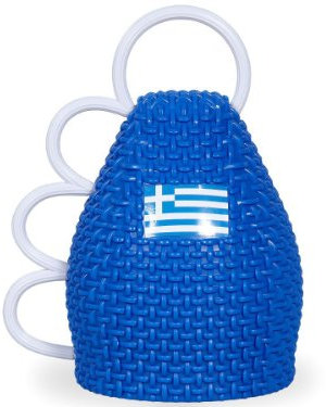 Lot de 6 Caxirola Grèce Greece Grecia coupe du monde évenement sportif fête national accéssoire supporter avec son harmonieux, pas cher pour La Coupe du monde de football semblable à une maracas Fait de plastique e