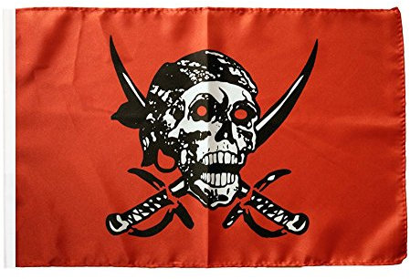Flaggenfritze® Flagge Pirat auf rotem Tuch - 30 x 45 cm