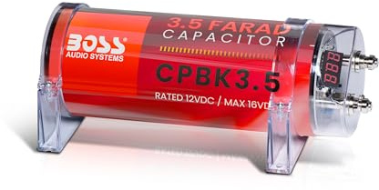 BOSS AUDIO CPBK3.5 3,5-Farad-Kondensator (SCHWARZ) - Aluminium-Plattenmontage-Kondensator für Fahrzeuge