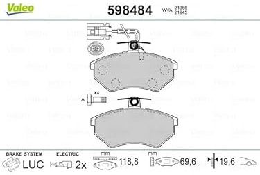VALEO BREMSKLÖTZE BREMSBELÄGE BREMSBELAGSATZ VORDERACHSE FÜR SEAT EXEO VW 598484