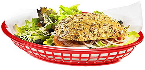 Jumbo Oval Food Basket Red 30x22x4.5cm | American Diner Basket, Fast Food Basket, Plastic Basket