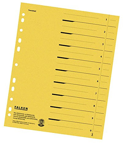 100 FALKEN Trennblätter / gelb / 230 g/m² / DIN A4