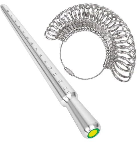 phyhoo Metal acero anillo sizer mandril Set calibre dedo tamaño medida herramienta de medición de tallas de anillos joyería Making herramientas joyería Loop US 0 – 13