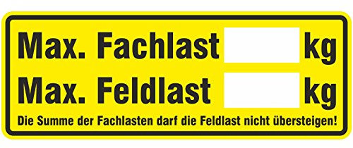10 x Aufkleber breit 150x55mm Etiketten maximale Fachlast und Traglast Regale Regalbelastungsaufkleber