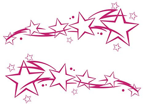 kleb-Drauf® | 2 Sternenschweife | Pink - glänzend | Autoaufkleber Autosticker Decal Aufkleber Sticker | Auto Car Motorrad Fahrrad Roller Bike | Deko Tuning Stickerbomb Styling Wrapping