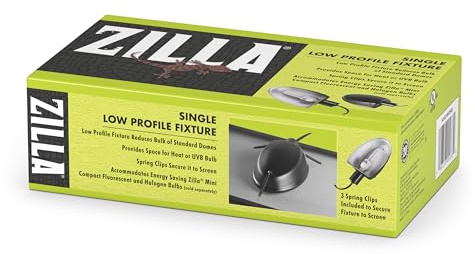 Zilla Low Profile Reptile Terrarium Fixtures Single,Black