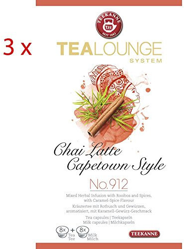 Teekanne Tealounge Kapseln Chai Latte Capetown Style No.912 auch f?r K-Fee, 3er Set (3x16 Kapseln)